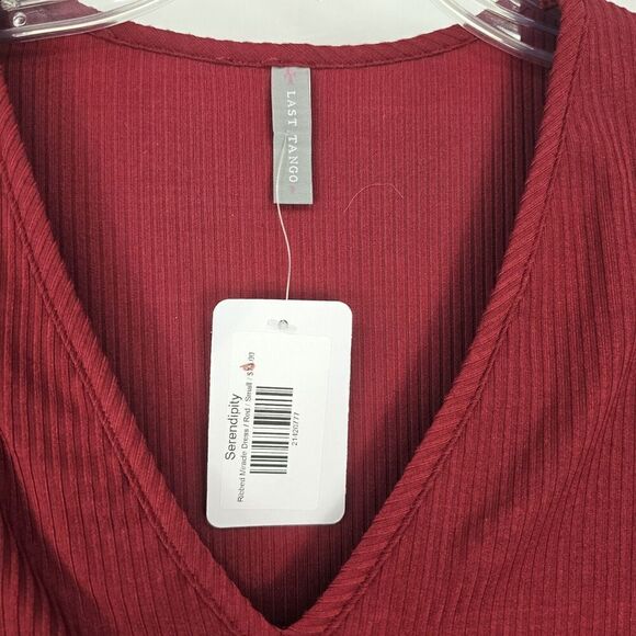 Nwt Last Tango Long Sleeve Miracle Dress Deep Red Women's Size Small Ribbed Body - Picture 4 of 5